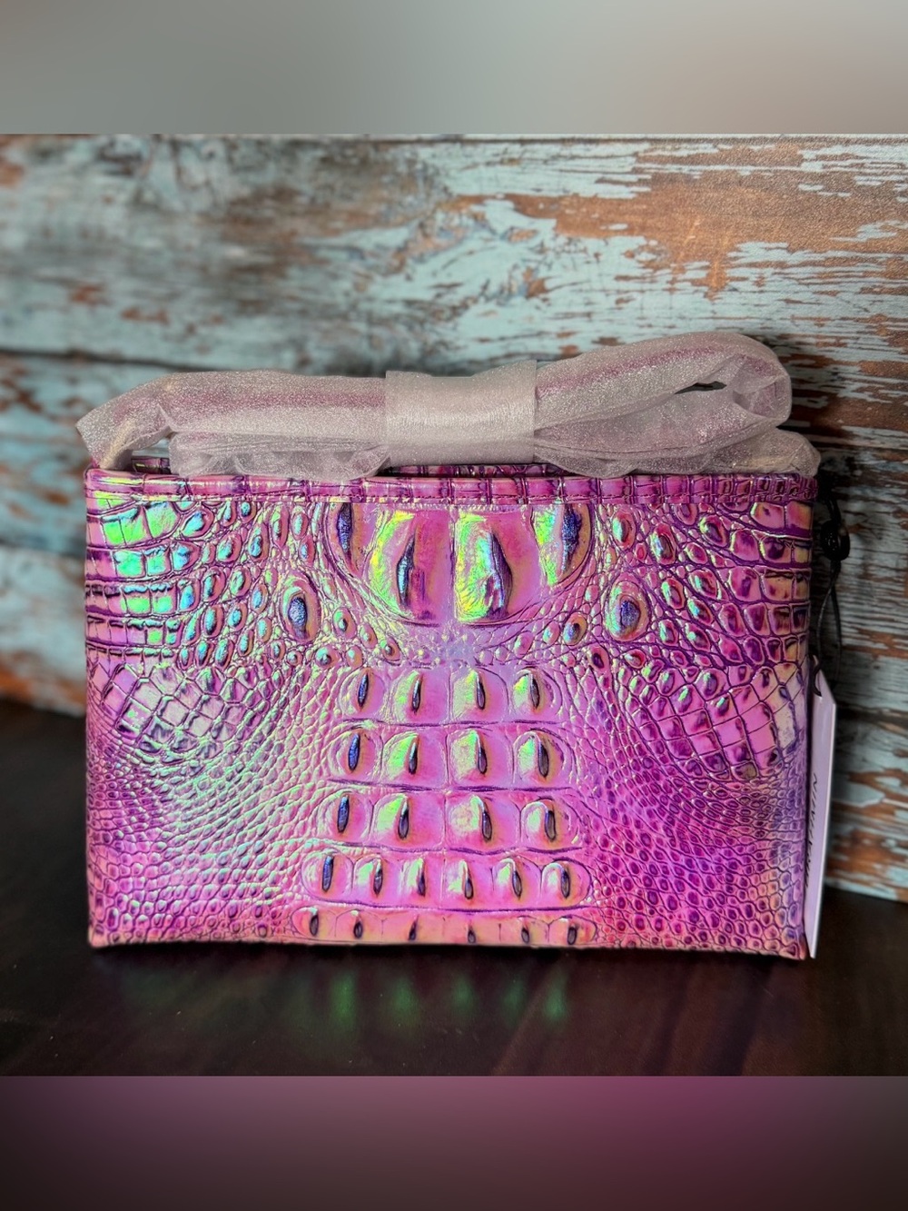 BRAHMIN PURPLE IRIS LORELEI PURPLE & PINK IRIDESCENT GLOW NWT FIRM $ HARDTOFIND - Picture 12 of 12